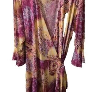 VTG Maggie Sweet Red Tropical Maxi Dress 1X Floral Flowy Aloha Boho USA (VS-123)